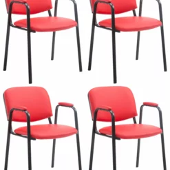 CLP 4er Set Besucherstühle Ken PRO Kunstleder Rot