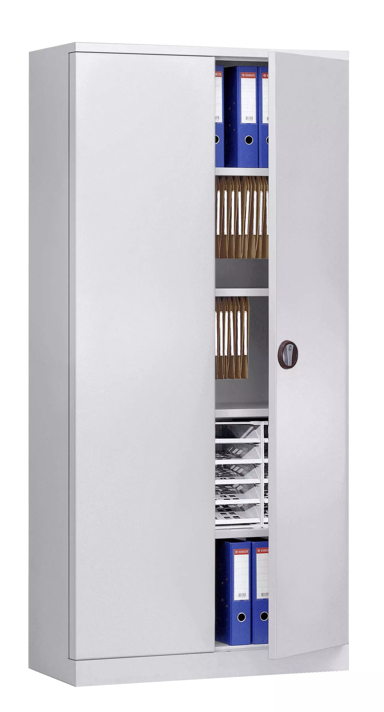 SIGMA Aktenschrank, Metall, 92 X 42 X 195 Cm, 4 Fachböden, Verstellbare Griffe, Abschließbar, Grau 4 SIGMA Aktenschrank, Metall, 92 X 42 X 195 Cm, 4 Fachböden, Verstellbare Griffe, Abschließbar, Grau – Bild 2