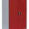 Lullmann Stahl-Aktenschrank Abschließbar Büroschrank Stahlschrank Grau/Rot 120x92x42cm