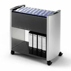 Durable 3076121 Design Line Hängemappenwagen 80 A4, Anthrazit / Metallic Silber