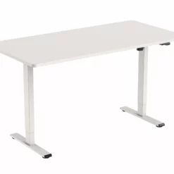 SIGMA Elektrisch Höhenverstellbarer Schreibtisch, P2-Grade Spanplatte/Metall/Kunststoff, 160x80x73.5-121 Cm, 2-Gang-Motor, Abgerundete Ecken, Weiß