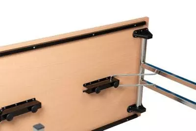 PROREGAL Klapptisch Lizard | T-Fuß-Gestell-Eckig | HxBxT 75x140x70 Cm | Chrom-Buche 4 PROREGAL Klapptisch Lizard | T-Fuß-Gestell-Eckig | HxBxT 75x140x70 Cm | Chrom-Buche – Bild 2