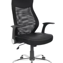 SIGMA Bürostuhl EC311, Masche/PU, 72.5 X 70 X 110 Cm, Mit Festen Armlehnen, Polsterung, Verstellbare Höhe, Schwarz