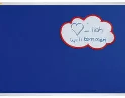 Franken Pinntafel, HxB 900x1200mm, Pinnbar, Tafel Filz, Blau, Rahmen Alu, Silber