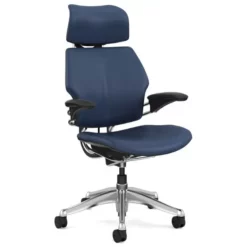Null Humanscale Bürostuhl Leder Freedom Headrest F211AQ444N, Blau