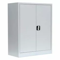Lullmann Aktenschrank Flügeltürenschrank 2 Fachböden Metallschrank Abschließbar 1000 X 800 X 380 Mm Lichtgrau X-530310