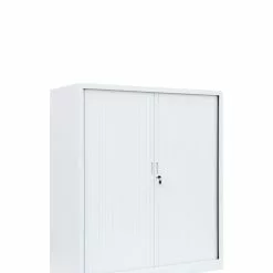 Lullmann Querrollladenschrank Sideboard Stahl Büro Aktenschrank Rollladenschrank Weiß (HxBxT) 1350x1200x460mm 555147