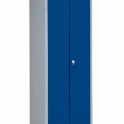 Lullmann Spind Kleider-Wäsche-Schrank Kleiderspind 2-türig 180x50x50cm Lichtgrau/enzianblau 510701