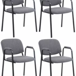 CLP 4er Set Besucherstühle Ken PRO Stoff Grau