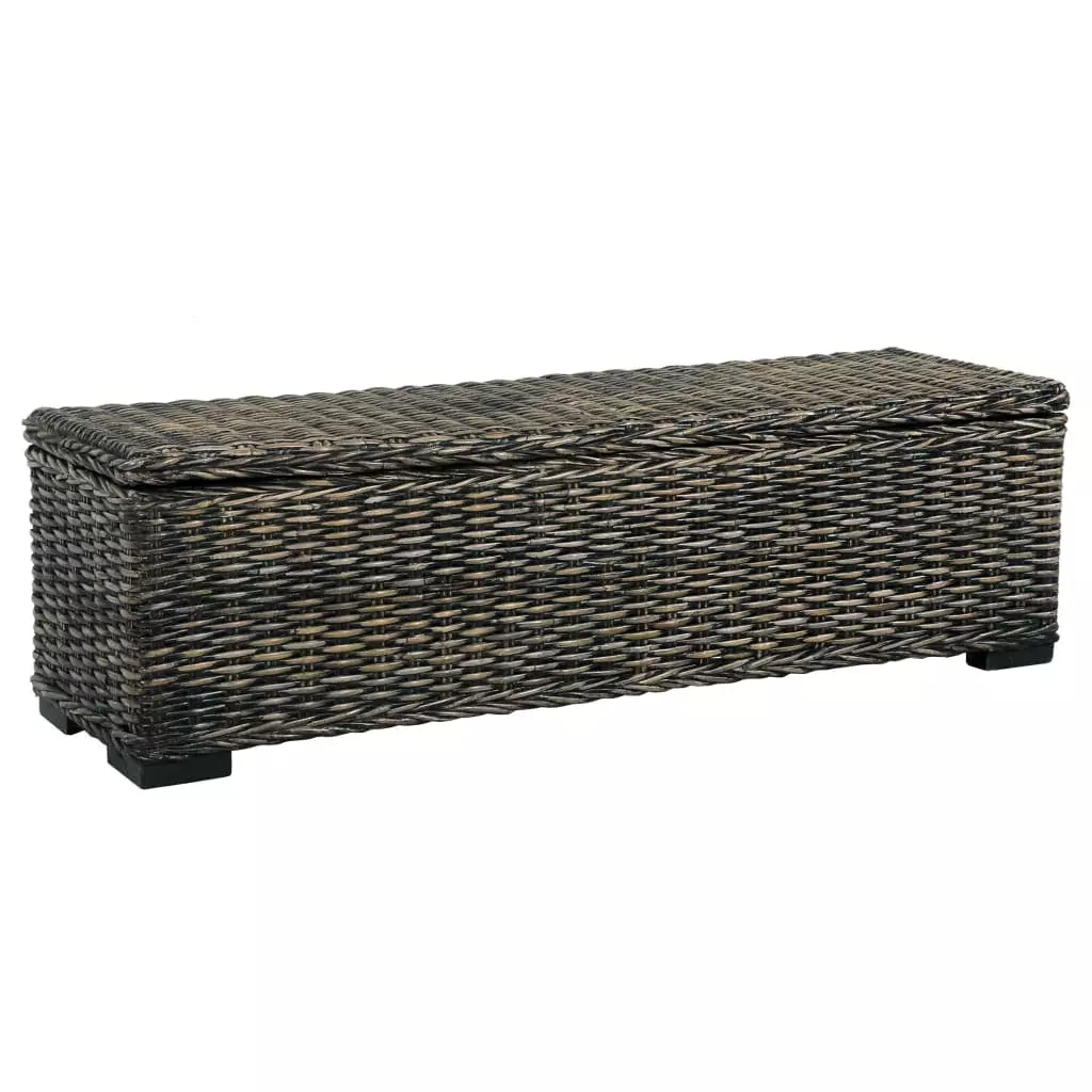 VidaXL Aufbewahrungsbox 120 Cm Grau Kubu-Rattan Und Massivholz Mango 6 VidaXL Aufbewahrungsbox 120 Cm Grau Kubu-Rattan Und Massivholz Mango – Bild 4