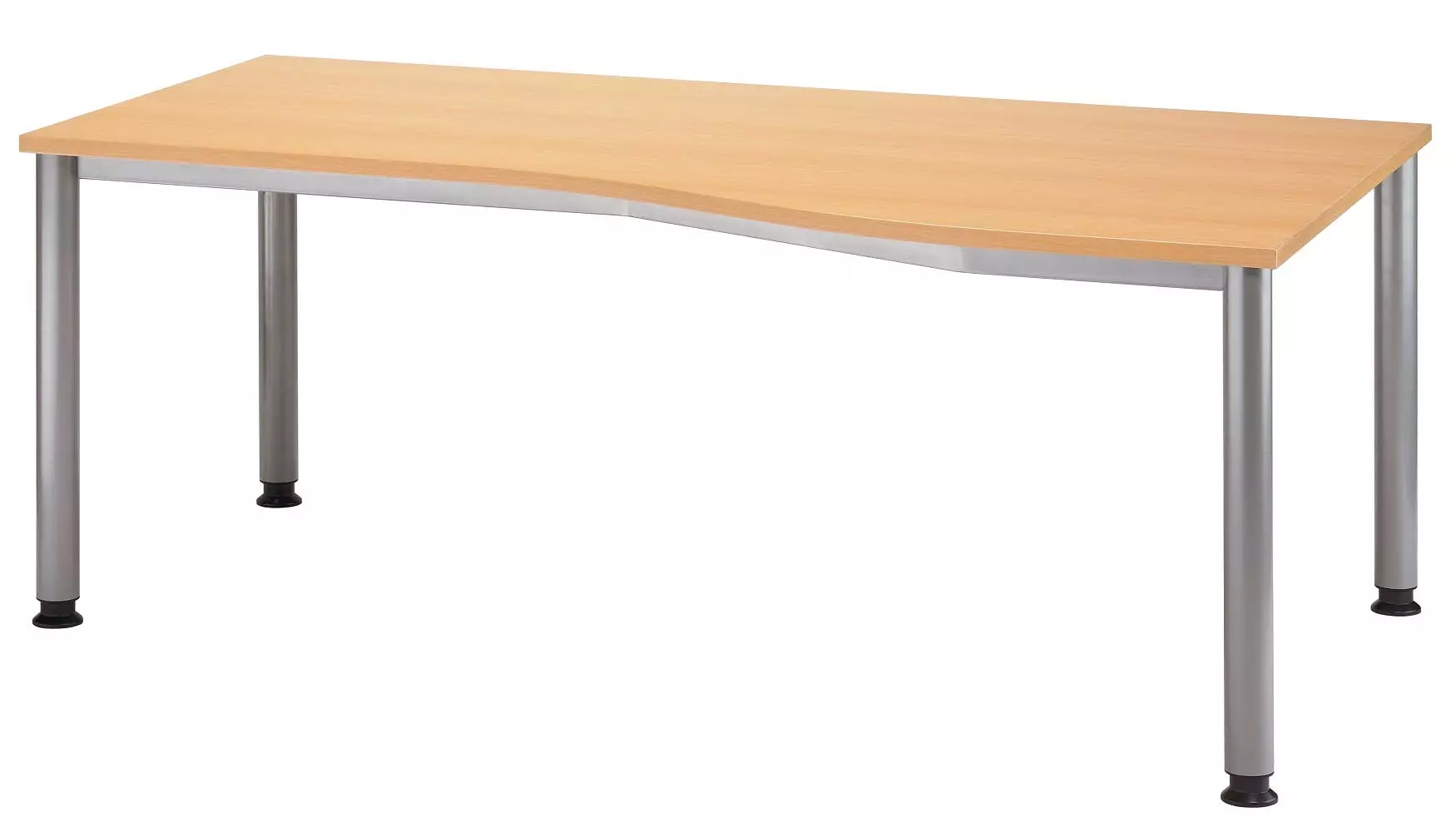 Lullmann Freiformtisch Helsinki - 680-760 X 1800 X 1000/800 Mm - 4-Fuß-Gestell - Weißaluminium/buche 3 Lullmann Freiformtisch Helsinki - 680-760 X 1800 X 1000/800 Mm - 4-Fuß-Gestell - Weißaluminium/buche