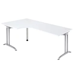 Lullmann Freiformtisch Berlin - 720 X 2000 X 1200/800 Mm - C-Fuß Design - Weißaluminium/weiß 110161