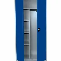 Lullmann Flügeltürschrank Metallschrank Abschließbar Spindschrank Lichtgrau/Blau 1800 X 800 X 383 Mm 545521