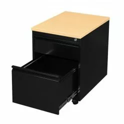 Lullmann Büro Rollcontainer Mit Hängeregistratur 62x46x59cm Schwarz/Platte:Ahorn Dekor