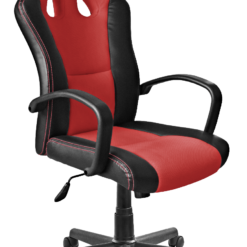 Null Chefsessel GX-A28D61, PU-Leder/ Kunststoff/ Nylon, 58.5 X 60 X 112.1 Cm, Mit Doppelrollen, Hohe Rückenlehne, Sitzhöhenverstellung, Schwarz/rot