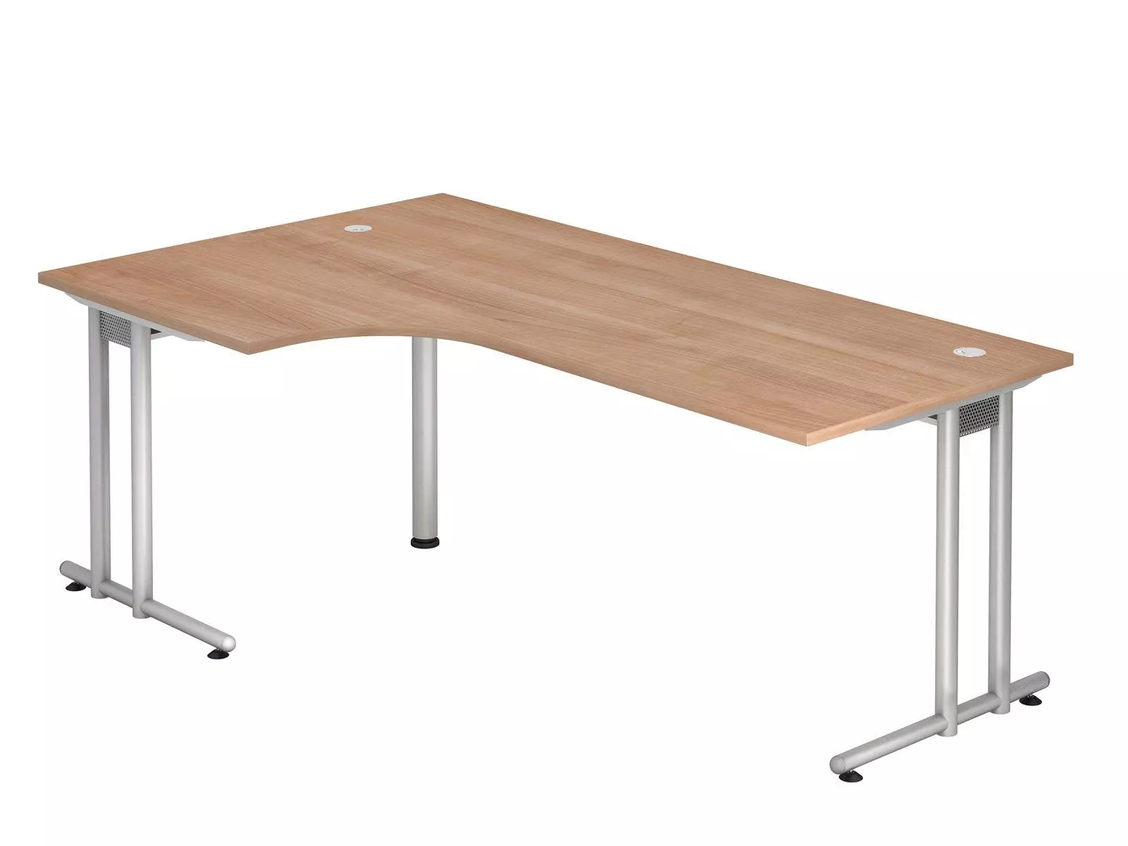 Lullmann Freiformtisch New York - 720 X 2000 X 1200/800 Mm - C-Fuß Design - Weißaluminium/nussbaum 110564 3 Lullmann Freiformtisch New York - 720 X 2000 X 1200/800 Mm - C-Fuß Design - Weißaluminium/nussbaum 110564