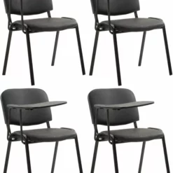 CLP 4er Set Stühle Ken Mit Klapptisch Kunstleder Schwarz