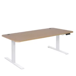 Null Schreibtisch HWC-D40, Computertisch, Elektrisch Höhenverstellbar 160x80cm 53kg ~ Hellbraun, Weiß
