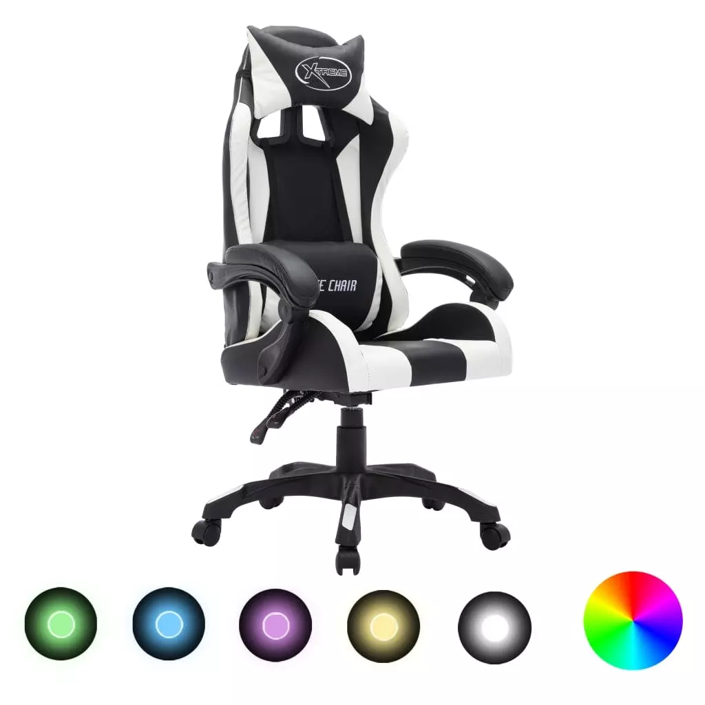VidaXL Gaming-Stuhl Mit RGB LED-Leuchten Gold Und Schwarz Kunstleder 5 VidaXL Gaming-Stuhl Mit RGB LED-Leuchten Gold Und Schwarz Kunstleder – Bild 3