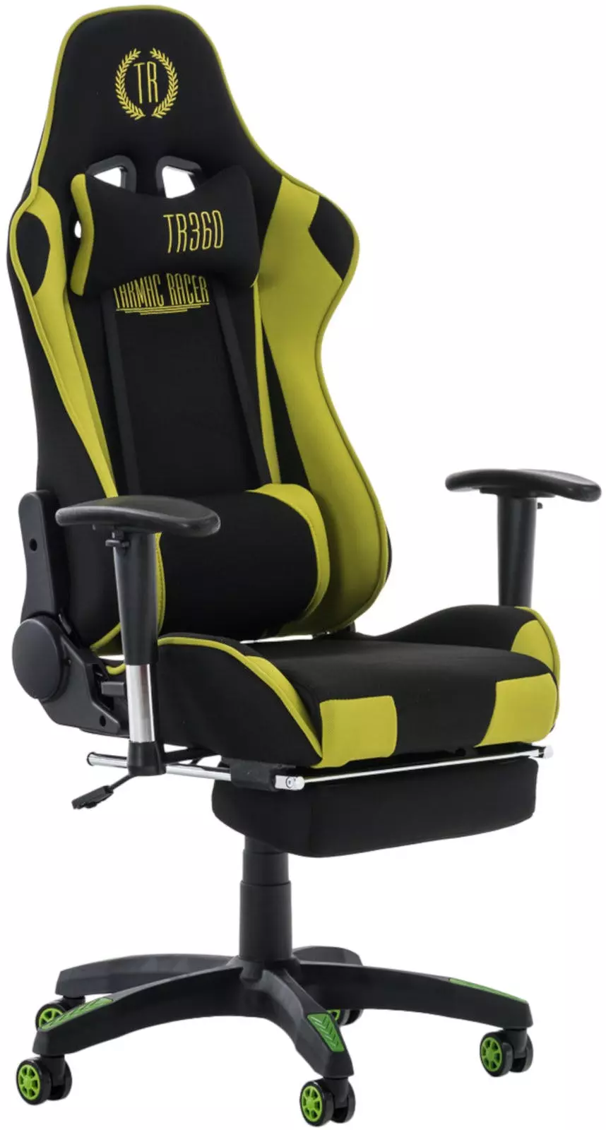 CLP Racing Bürostuhl Turbo Stoff Mit Fußablage Schwarz/grün 3 CLP Racing Bürostuhl Turbo Stoff Mit Fußablage Schwarz/grün