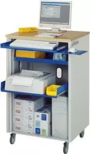 Null PC-Schrank, HxBxT 1100x720x660mm, Auszugboden, Schublade, 4 Lenkrollen, Korpus RAL7035, Front RAL7035, Platte Buche 3 Null PC-Schrank, HxBxT 1100x720x660mm, Auszugboden, Schublade, 4 Lenkrollen, Korpus RAL7035, Front RAL7035, Platte Buche
