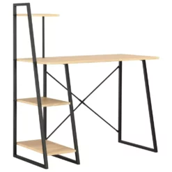 VidaXL Schreibtisch Mit Regaleinheit Schwarz Und Eiche 102×50×117 Cm