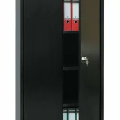 Lullmann Aktenschrank Metallschrank Abschließbar Mehrzweckschrank 4 Fachböden 1950x925x422mm Tiefschwarz 530349