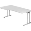 Lullmann Freiformtisch New York - 720 X 1800 X 1000/800 Mm - C-Fuß Design - Weißaluminium/weiß 110551