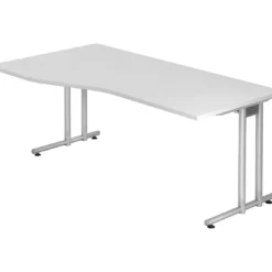 Lullmann Freiformtisch New York - 720 X 1800 X 1000/800 Mm - C-Fuß Design - Weißaluminium/buche 110552 -Vidaxl Verkäufe 8ccad841 ffc5 4ae8 8d16 a7cddb555b04 3