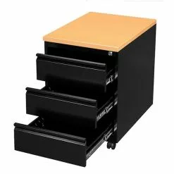 Lullmann Büro Rollcontainer Mit 3 Schubladen 62x46x59cm RAL 9005 Schwarz/Platte Buche-Dekor