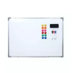 Null Whiteboard HWC-C84, Magnettafel Memoboard Pinnwand, Inkl. Zubehör ~ 60x45cm
