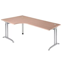 Lullmann Freiformtisch Berlin - 720 X 2000 X 1200/800 Mm - C-Fuß Design - Weißaluminium/nussbaum 110164