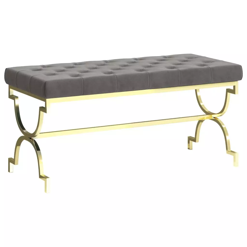 VidaXL Bank 99 Cm Blau Samt Und Edelstahl 6 VidaXL Bank 99 Cm Blau Samt Und Edelstahl – Bild 4