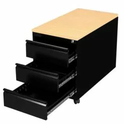 Lullmann Rollcontainer Bürocontainer Mit 3 Schubladen 620 X 460 X 790 Mm Tiefschwarz/ahorn 505802