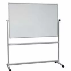 Franken Mobile Drehtafel, H 1950mm, Emalliert, Magnethaftend, Tafel Weiß, 2 Schreibflächen, Ablageschale, Rahmen Alu, Silber, Gestell Alu