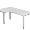 Lullmann Freiformtisch Quebec - 680-760 X 2000 X 1200/800 Mm - 4-Fuß-Gestell - Weißaluminium/weiß