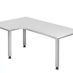 Lullmann Freiformtisch Quebec - 680-760 X 2000 X 1200/800 Mm - 4-Fuß-Gestell - Weißaluminium/weiß