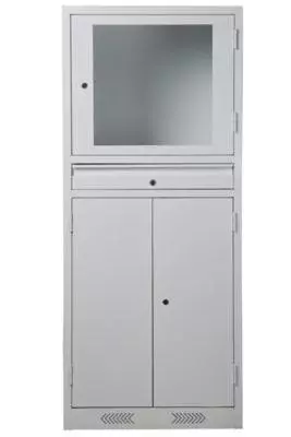 Null PC-Schrank, HxBxT 1100x720x660mm, Auszugboden, Schublade, 4 Lenkrollen, Korpus RAL7035, Front RAL7035, Platte Buche 7 Null PC-Schrank, HxBxT 1100x720x660mm, Auszugboden, Schublade, 4 Lenkrollen, Korpus RAL7035, Front RAL7035, Platte Buche – Bild 5