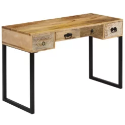 VidaXL Schreibtisch Mangoholz Massiv Und Echtleder 117x50x76 Cm