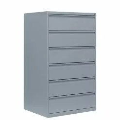 Lullmann Karteischrank Karteikartenschrank DIN A5 Quer Dreibahnig 6 Schubladen Lichtgrau 565630