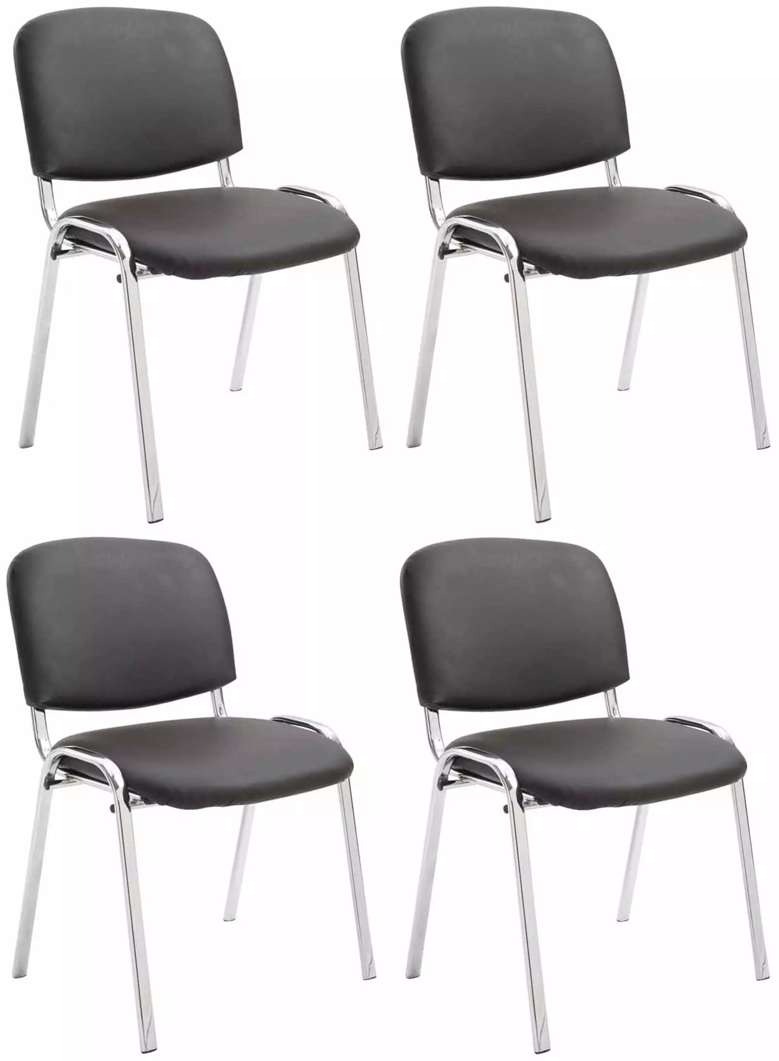 CLP 4er Set Stühle Ken C Kunstleder Schwarz 7 CLP 4er Set Stühle Ken C Kunstleder Schwarz – Bild 5