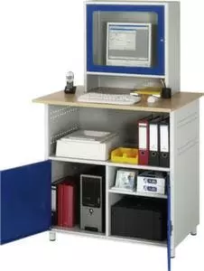 Null PC-Schrank, HxBxT 1100x720x660mm, Auszugboden, Schublade, 4 Lenkrollen, Korpus RAL7035, Front RAL7035, Platte Buche 5 Null PC-Schrank, HxBxT 1100x720x660mm, Auszugboden, Schublade, 4 Lenkrollen, Korpus RAL7035, Front RAL7035, Platte Buche – Bild 3