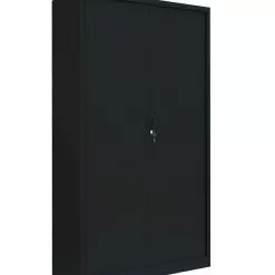 Lullmann XXL Querrollladenschrank Stahl Büro Aktenschrank Rollladenschrank (HxBxT) 1950 X 1000 X 460 Mm Schwarz 555159