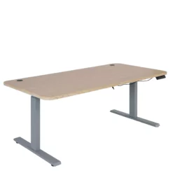 Null Schreibtisch HWC-D40, Computertisch, Elektrisch Höhenverstellbar 160x80cm 53kg ~ Hellbraun, Grau