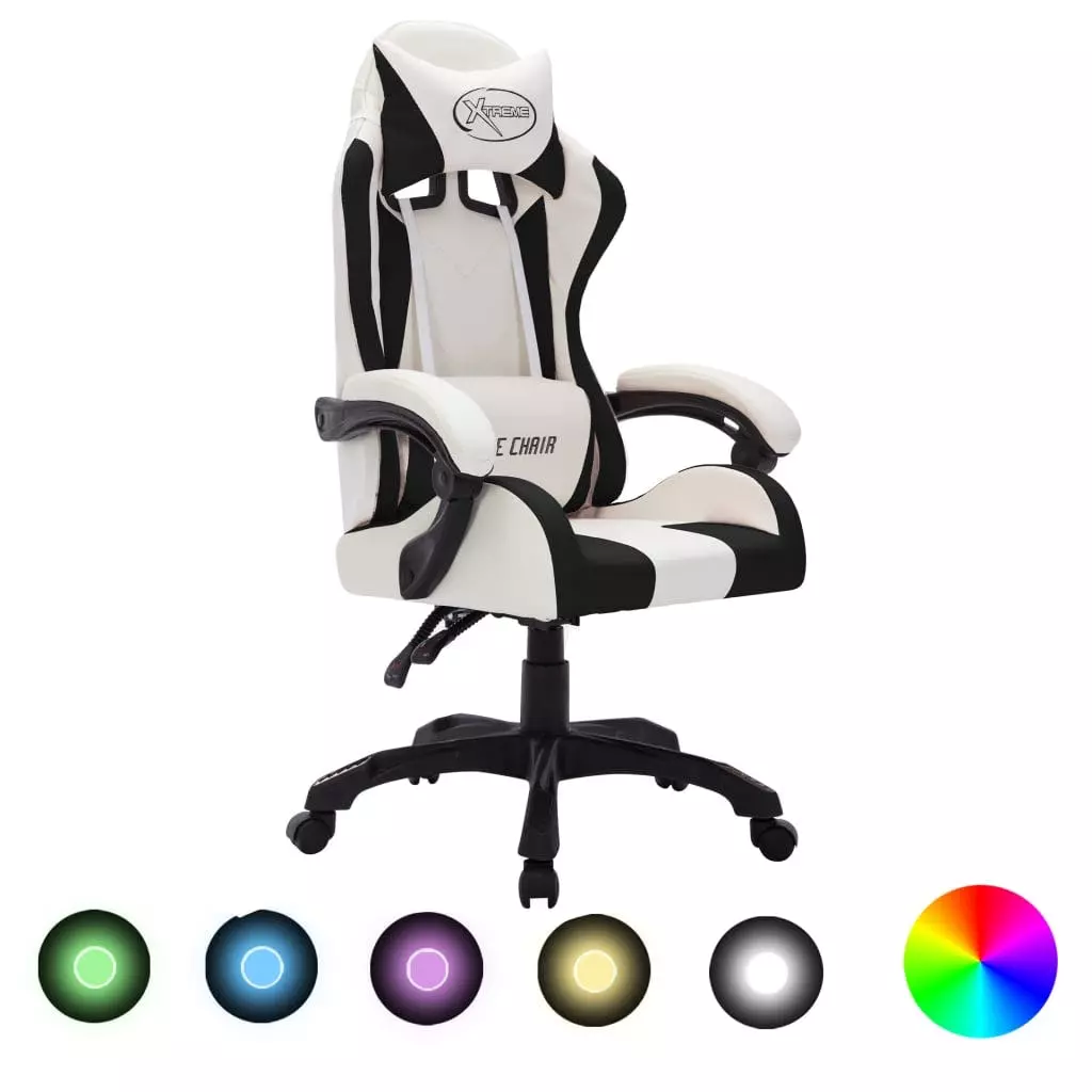 VidaXL Gaming-Stuhl Mit RGB LED-Leuchten Gold Und Schwarz Kunstleder 6 VidaXL Gaming-Stuhl Mit RGB LED-Leuchten Gold Und Schwarz Kunstleder – Bild 4