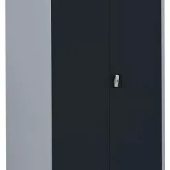 Lullmann Stahl-Aktenschrank Metallschrank Abschließbar Werkzeugschrank 195 X 92,5 X 60cm Lichtgrau/Anthrazit 530368