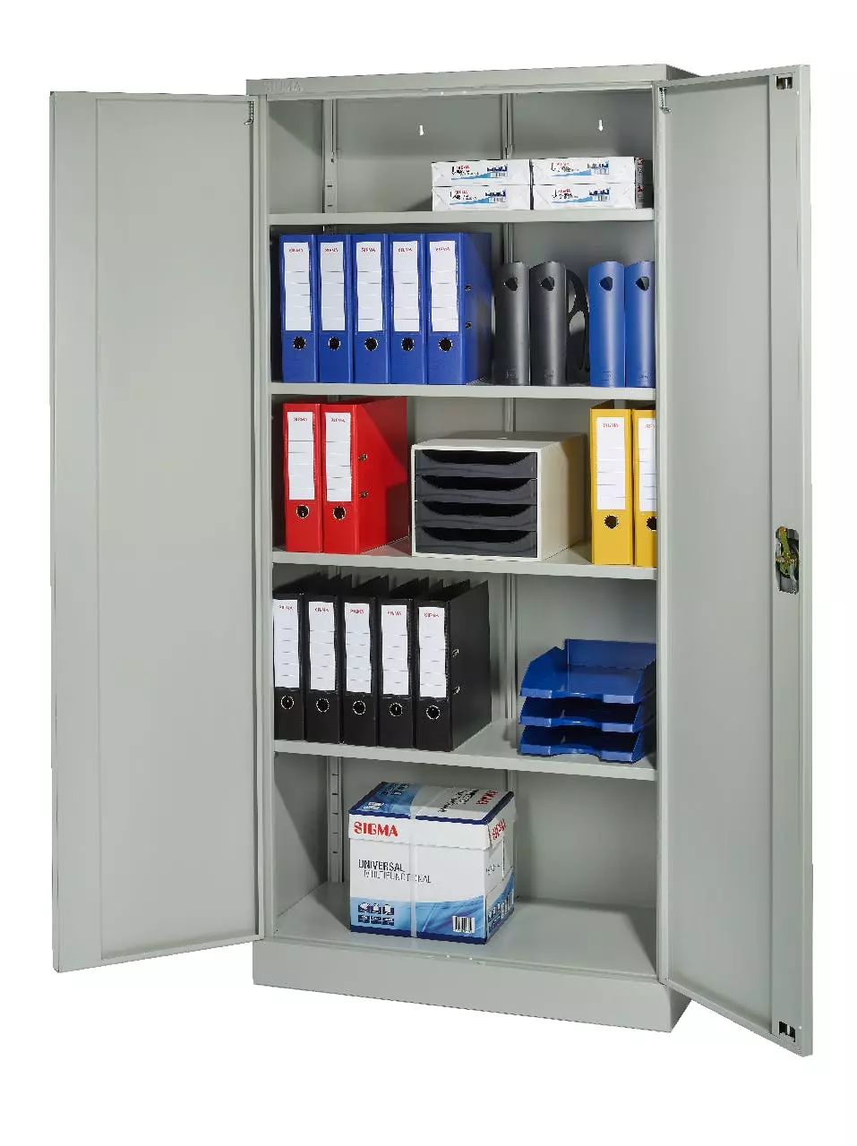 SIGMA Aktenschrank, Metall, 92 X 42 X 195 Cm, 4 Fachböden, Verstellbare Griffe, Abschließbar, Grau 8 SIGMA Aktenschrank, Metall, 92 X 42 X 195 Cm, 4 Fachböden, Verstellbare Griffe, Abschließbar, Grau – Bild 6