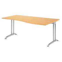 Lullmann Freiformtisch Berlin - 720 X 1800 X 1000/800 Mm - C-Fuß Design - Weißaluminium/buche 110152