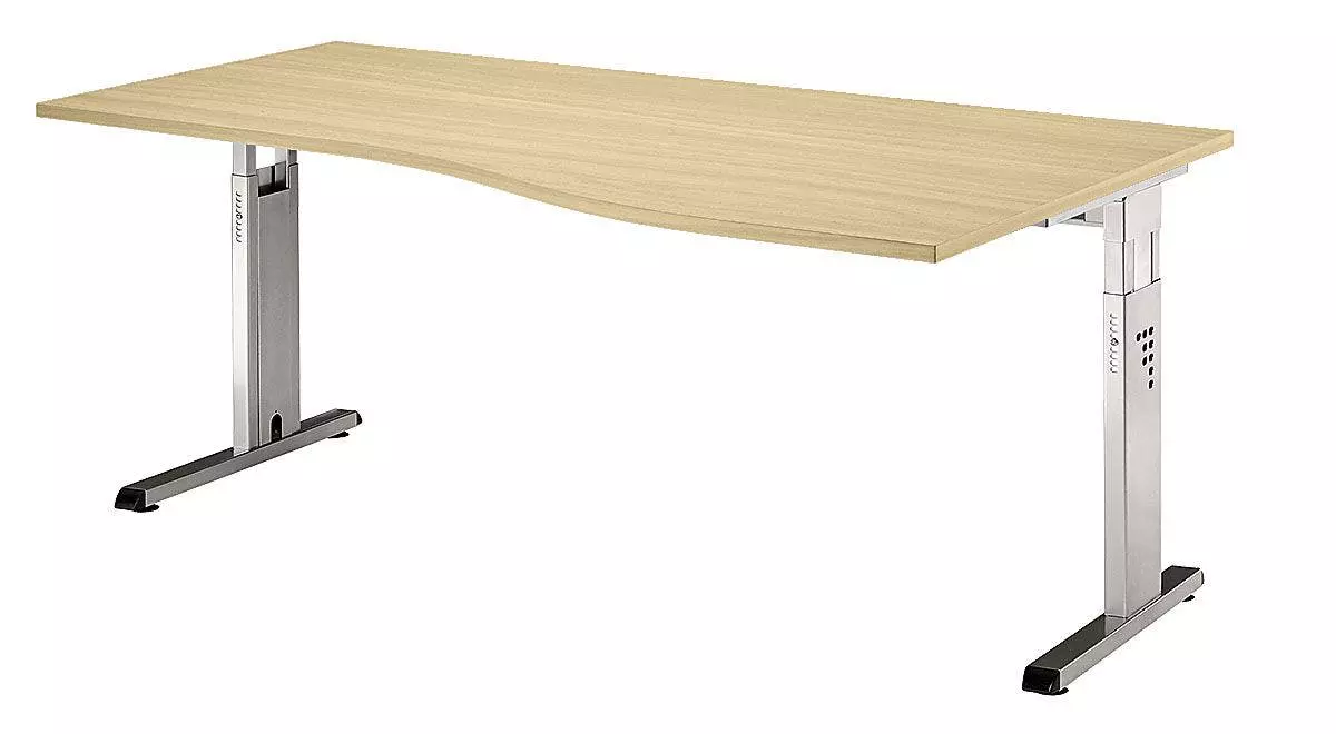 Lullmann Freiformtisch Osaka - 650-850 X 1800 X 1000/800 Mm - C-Fuß Design - Weißaluminium/nussbaum 6 Lullmann Freiformtisch Osaka - 650-850 X 1800 X 1000/800 Mm - C-Fuß Design - Weißaluminium/nussbaum – Bild 4