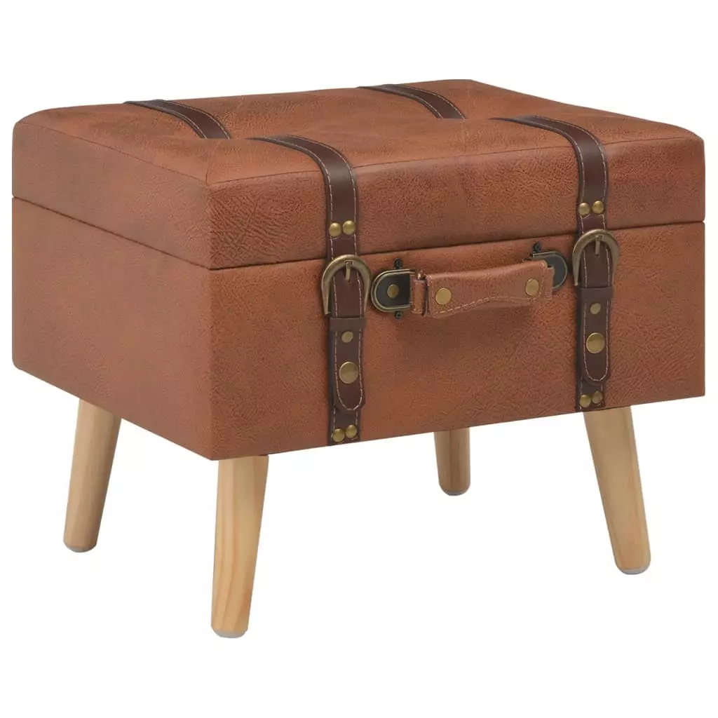 VidaXL Hocker Mit Stauraum 40 Cm Hellbraun Kunstleder 3 VidaXL Hocker Mit Stauraum 40 Cm Hellbraun Kunstleder